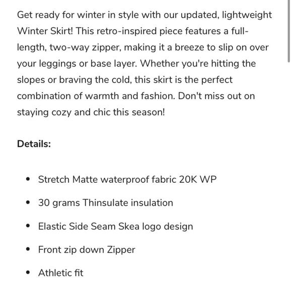 Skea NWTs Black Winter Skirt Zipper Logo Thinsulate size 6 - Picture 9 of 9